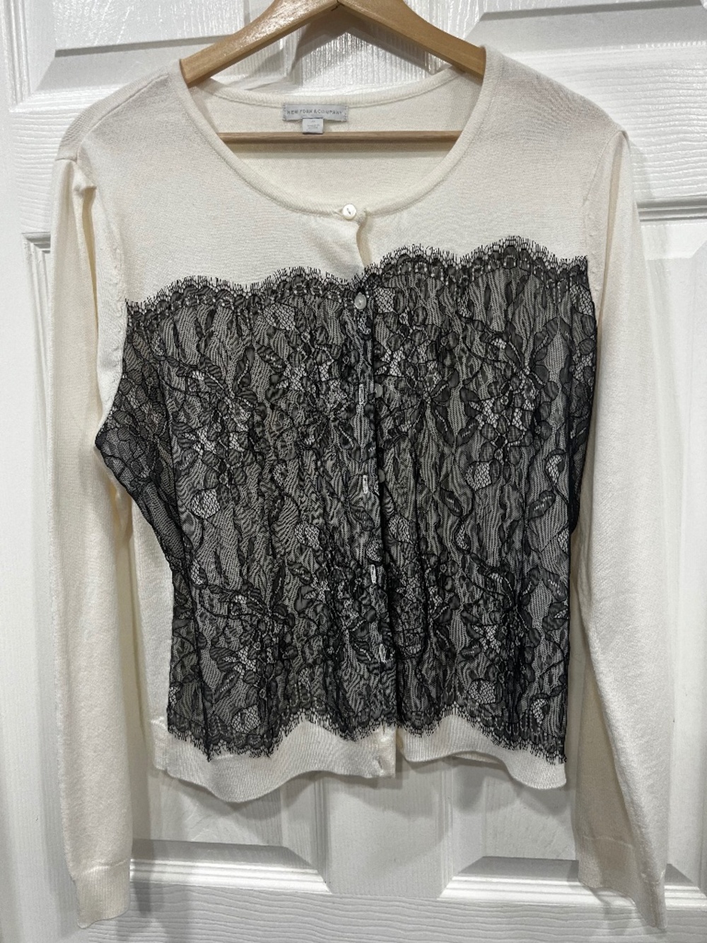 New York and Company Lace Overlay Sweater